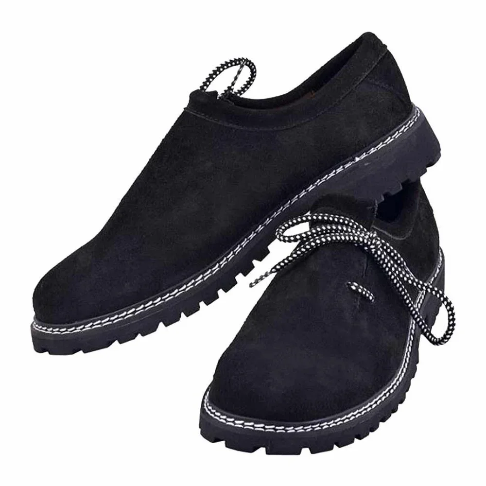 Men’s Lederhosen Shoes – Bavarian Trachten Suede Oktoberfest Black Boots NEW